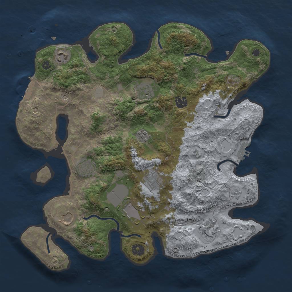 Rust Map: Procedural Map, Size: 3500, Seed: 857407947, 16 Monuments