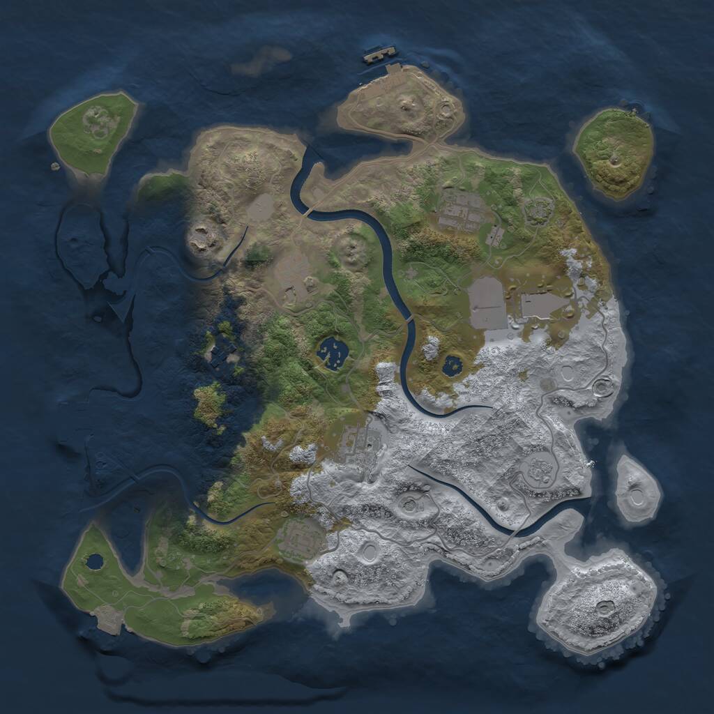 Rust Map: Procedural Map, Size: 3500, Seed: 1970454254, 14 Monuments