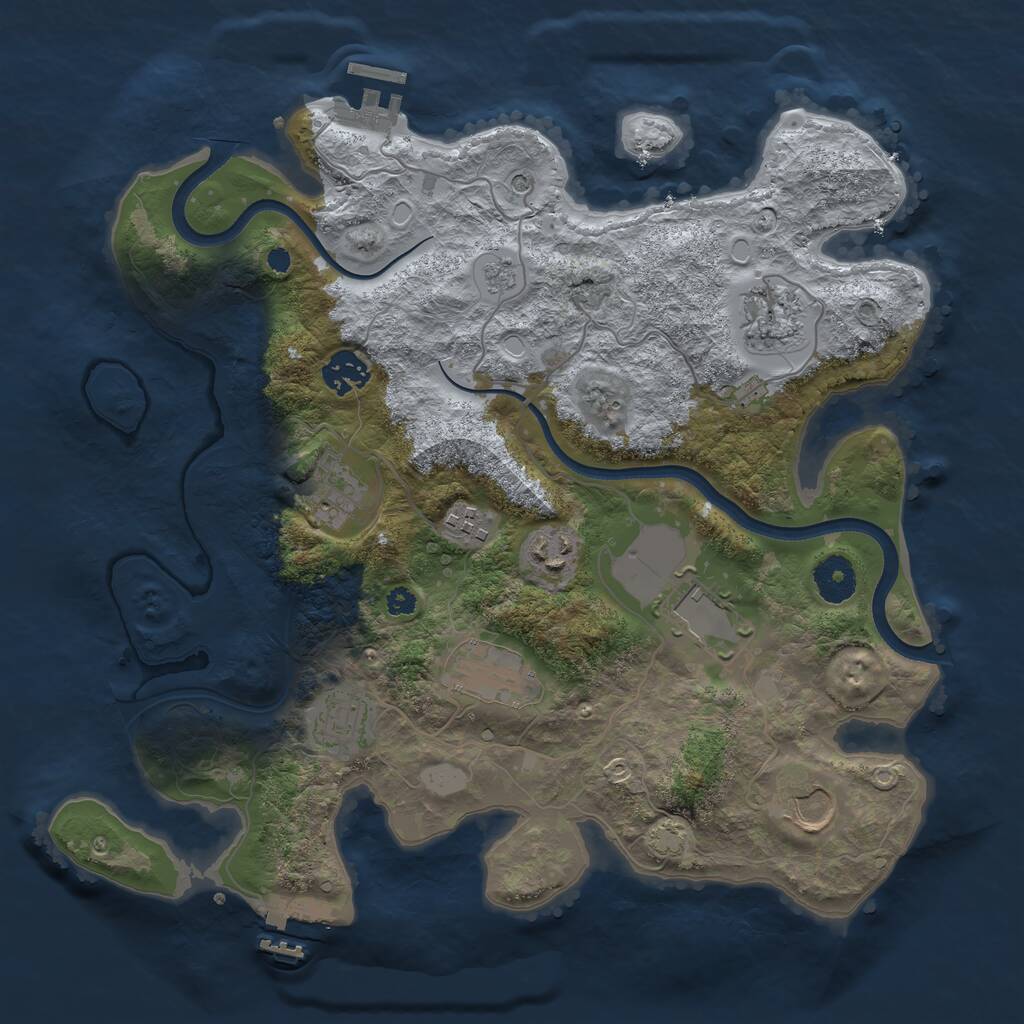 Rust Map: Procedural Map, Size: 3500, Seed: 30582826, 15 Monuments