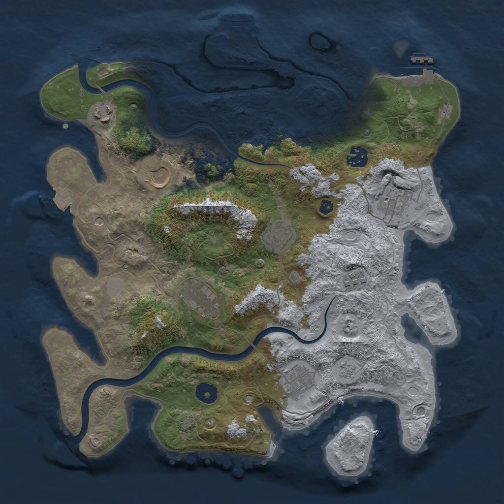 Rust Map: Procedural Map, Size: 3500, Seed: 303319018, 14 Monuments