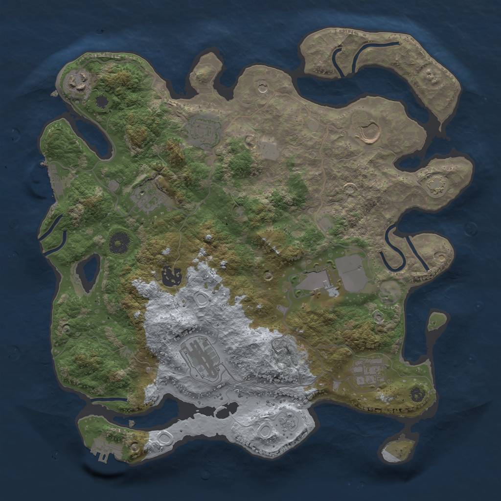 Rust Map: Procedural Map, Size: 3500, Seed: 277175559, 16 Monuments