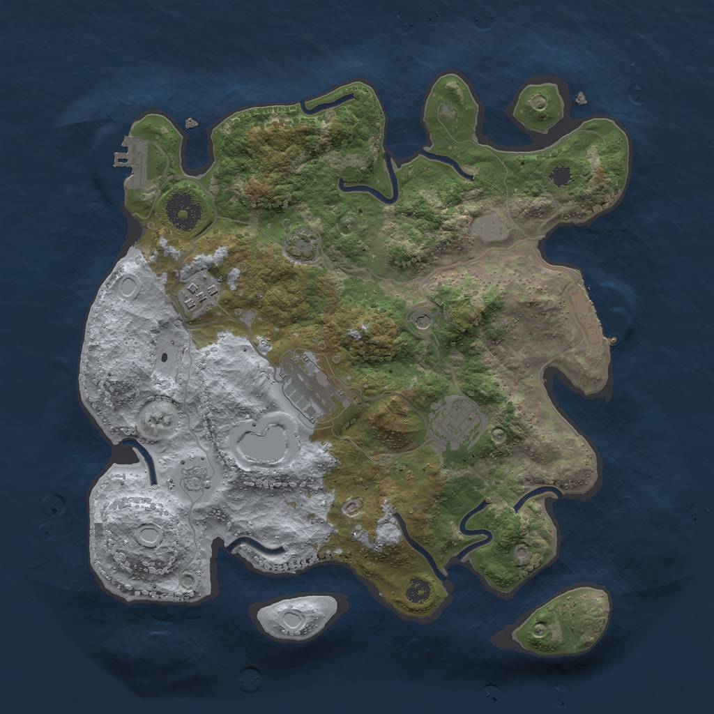 Rust Map: Procedural Map, Size: 3000, Seed: 53416, 11 Monuments