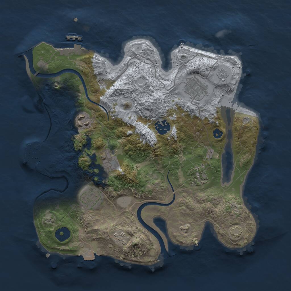 Rust Map: Procedural Map, Size: 3000, Seed: 2454780, 13 Monuments