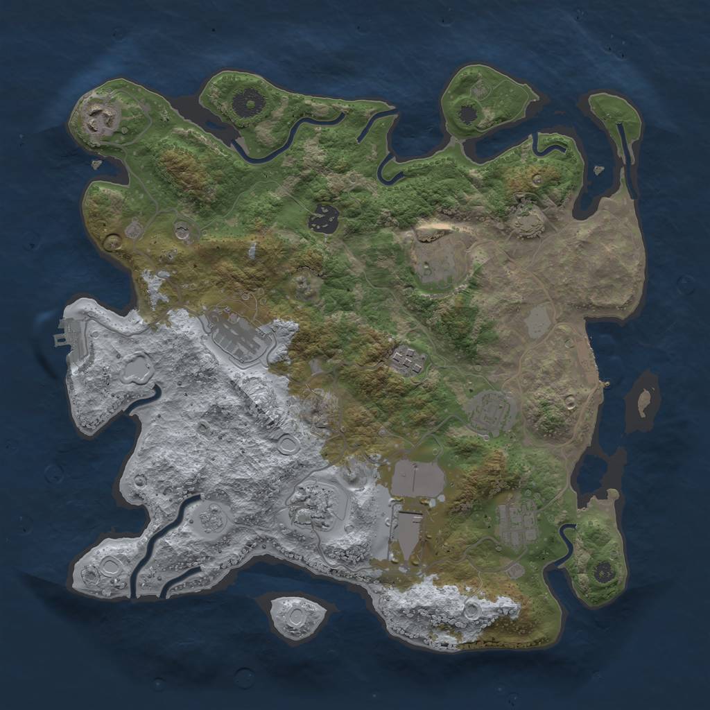 Rust Map: Procedural Map, Size: 3500, Seed: 367820117, 17 Monuments