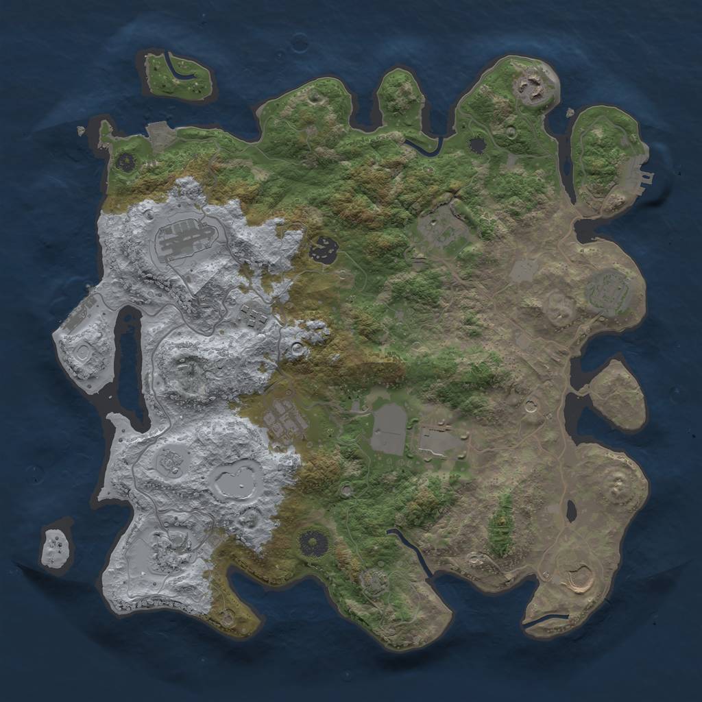 Rust Map: Procedural Map, Size: 3750, Seed: 77215, 18 Monuments