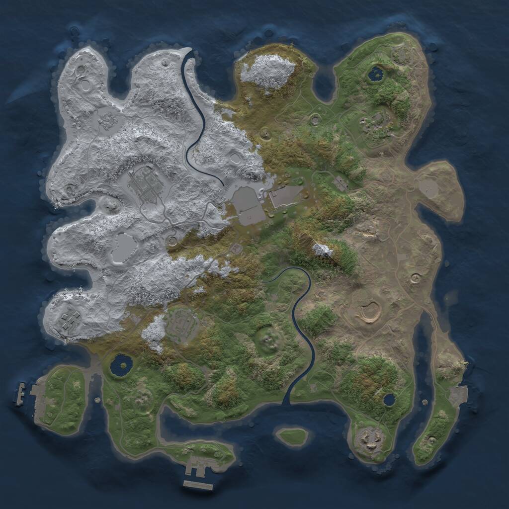 Rust Map: Procedural Map, Size: 3500, Seed: 596626868, 13 Monuments