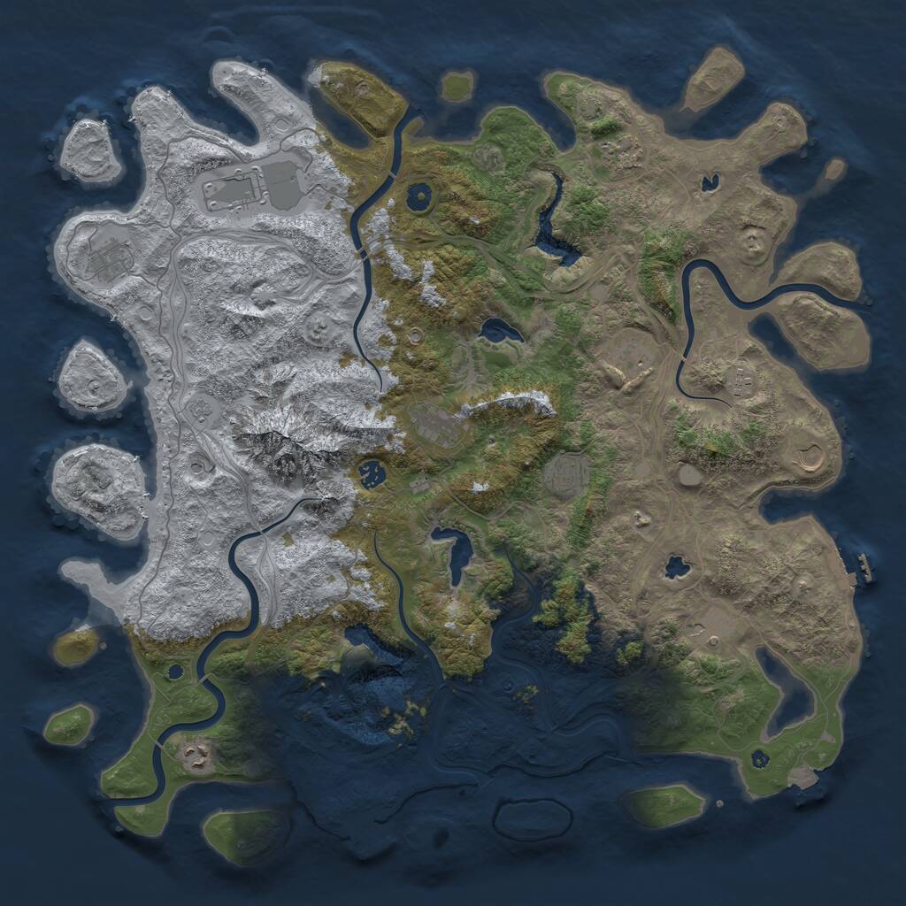 Rust Map: Procedural Map, Size: 5000, Seed: 215903224, 17 Monuments