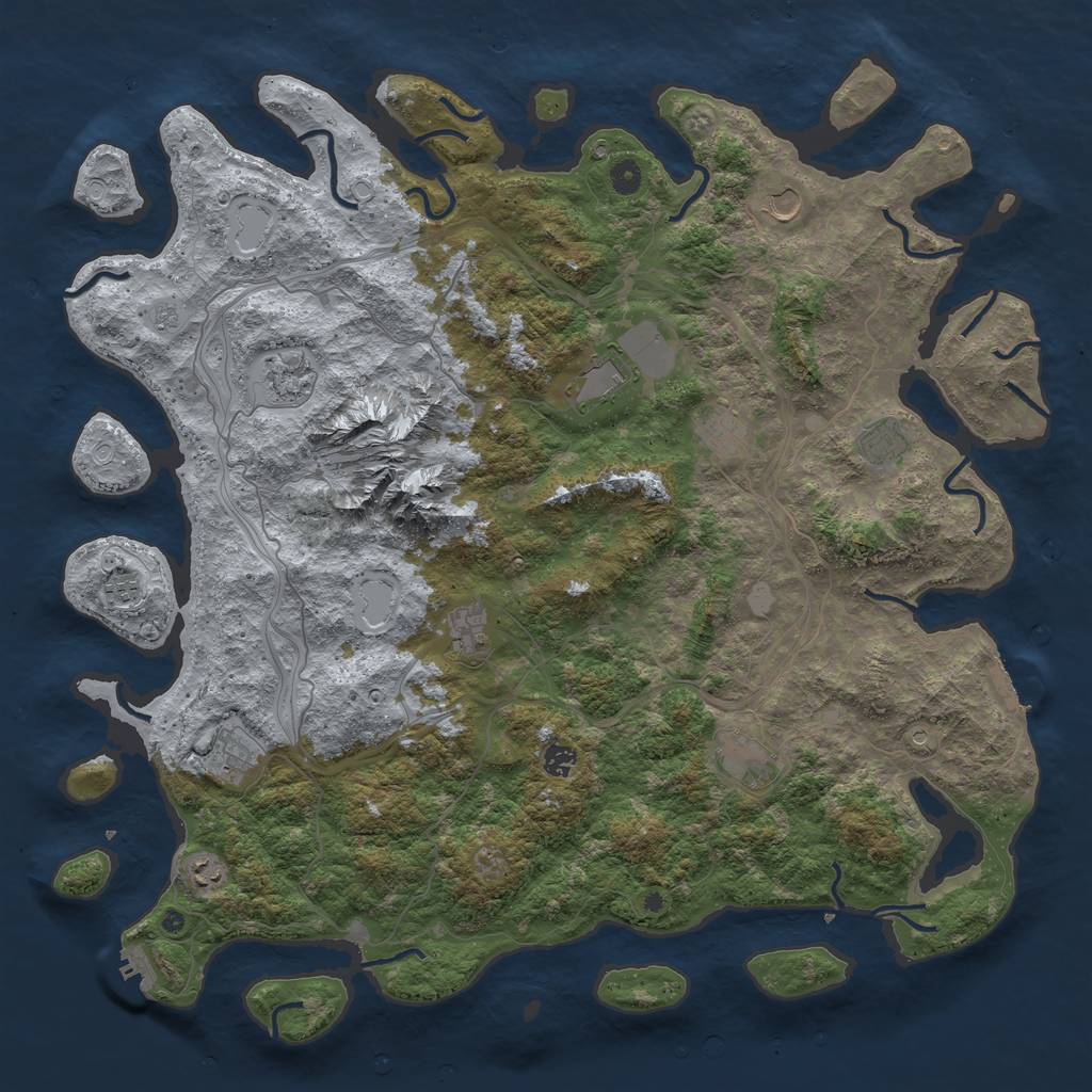 Rust Map: Procedural Map, Size: 5000, Seed: 215903224, 18 Monuments