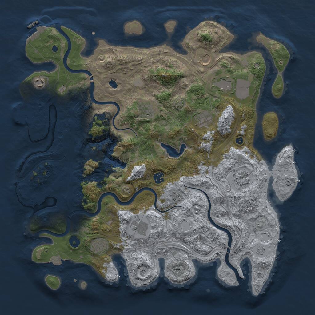 Rust Map: Procedural Map, Size: 4250, Seed: 856442951, 16 Monuments