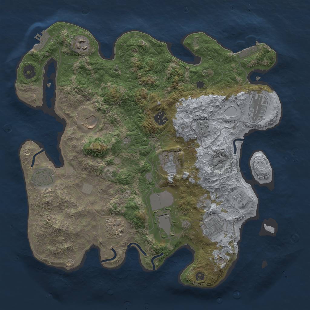 Rust Map: Procedural Map, Size: 3500, Seed: 1357967460, 17 Monuments