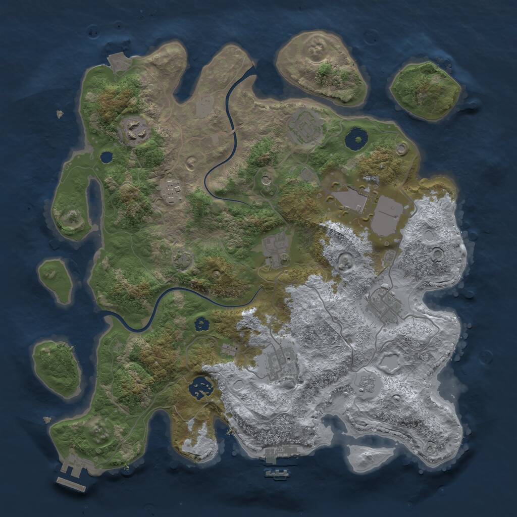 Rust Map: Procedural Map, Size: 3500, Seed: 1799253480, 14 Monuments