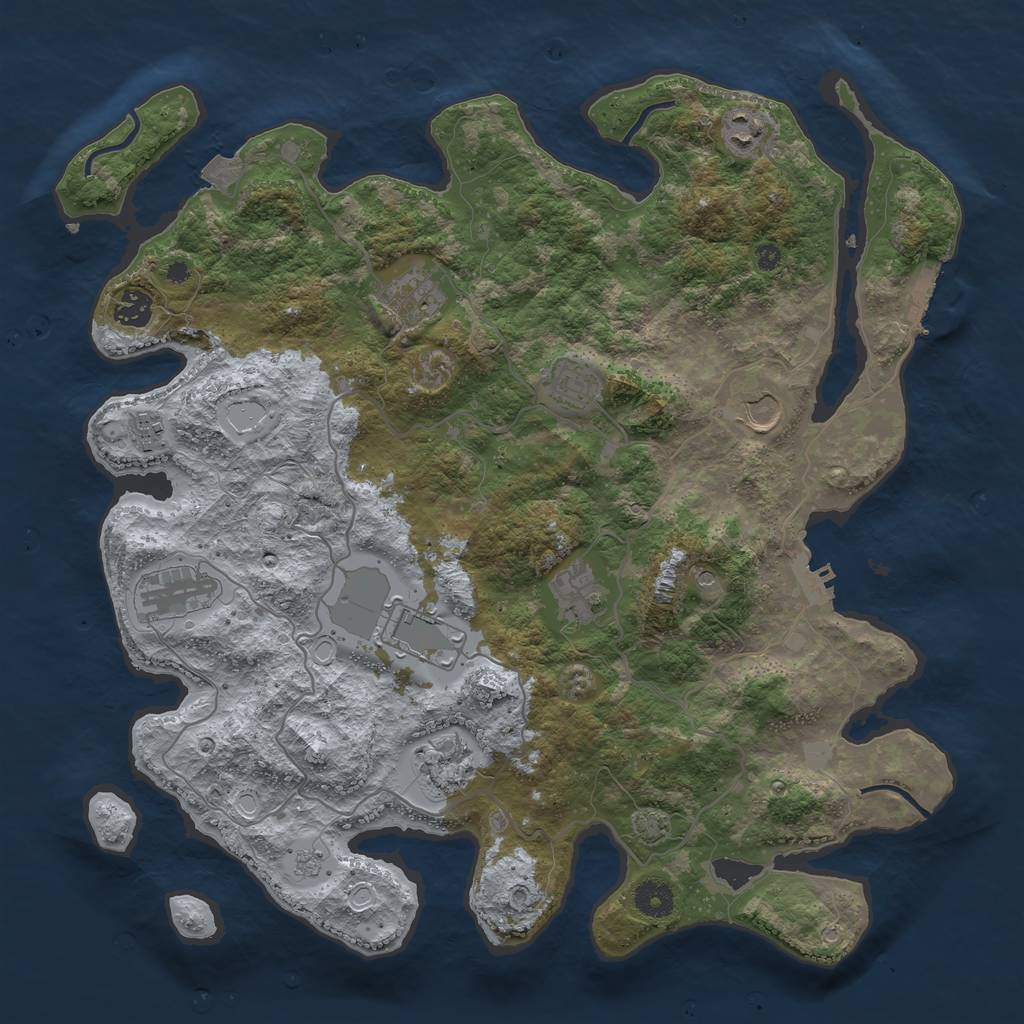 Rust Map: Procedural Map, Size: 4000, Seed: 1550689041, 18 Monuments