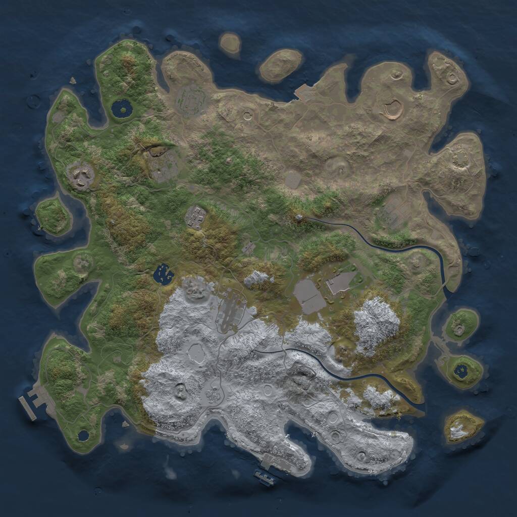 Rust Map: Procedural Map, Size: 3900, Seed: 33880, 15 Monuments