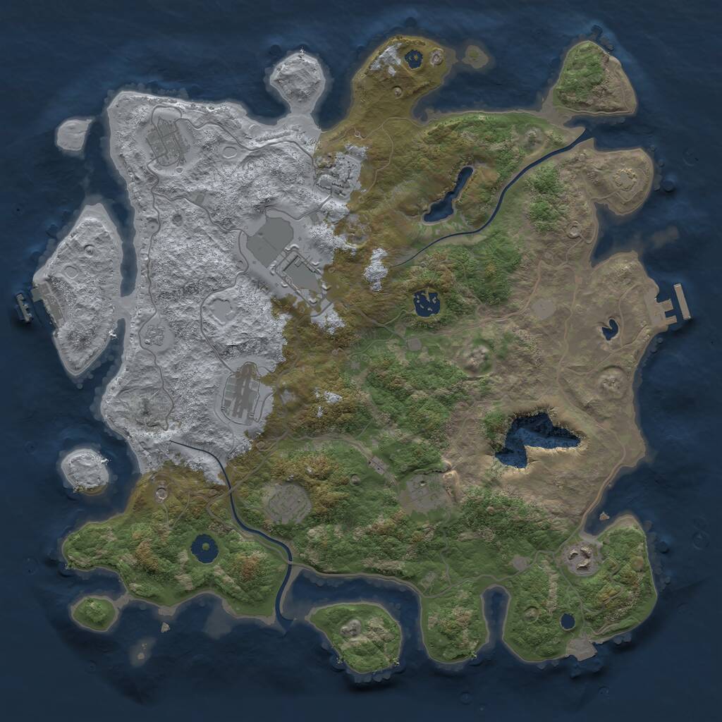 Rust Map: Procedural Map, Size: 4000, Seed: 678567, 14 Monuments