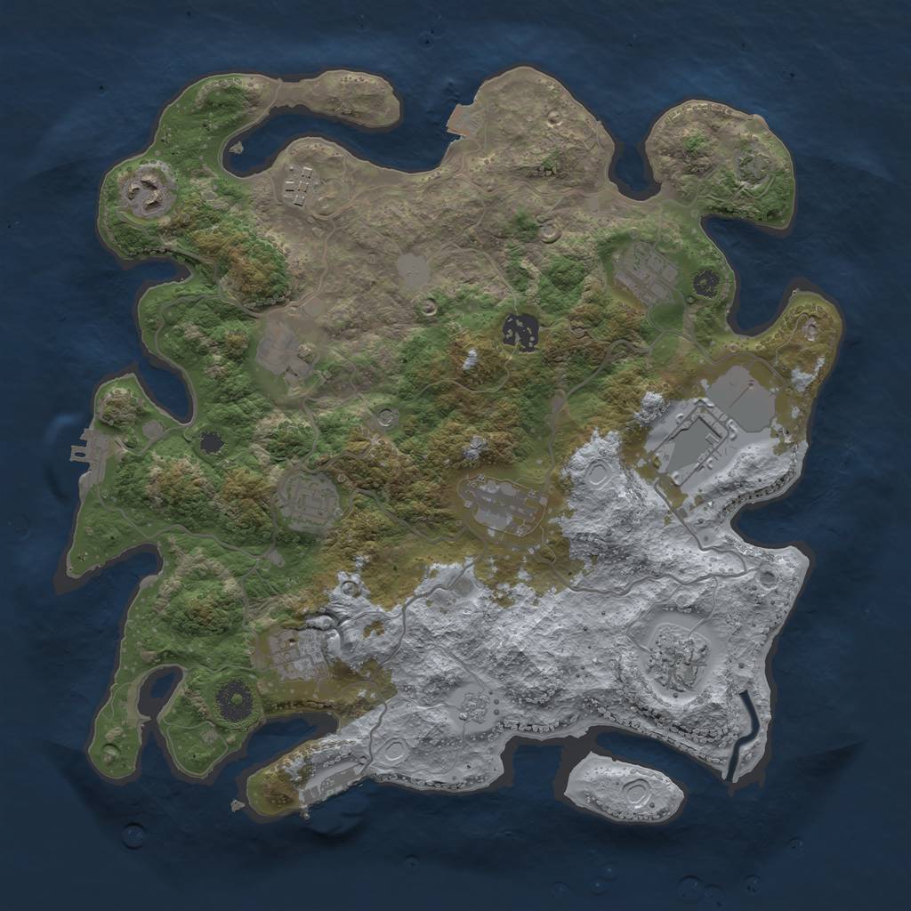 Rust Map: Procedural Map, Size: 3500, Seed: 645364567, 18 Monuments
