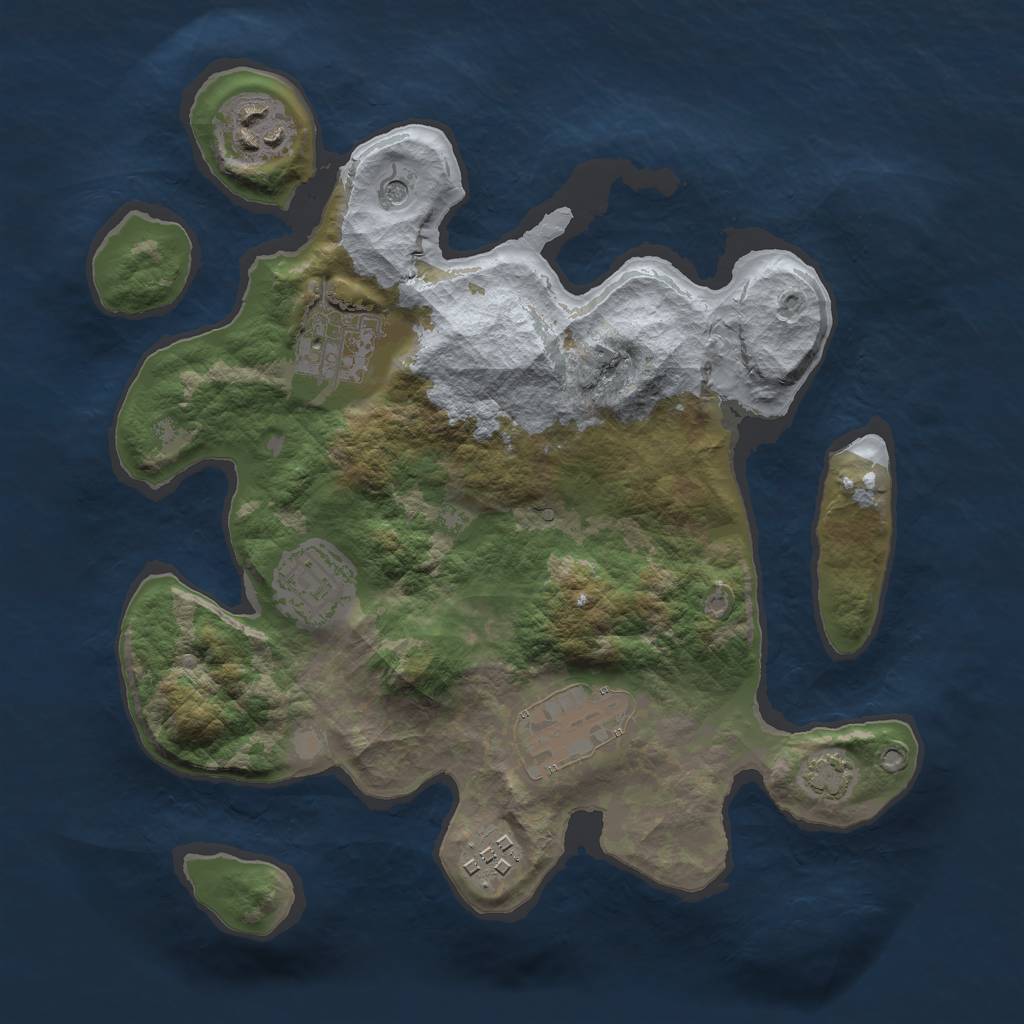 Rust Map: Barren, Size: 2800, Seed: 2057, 9 Monuments