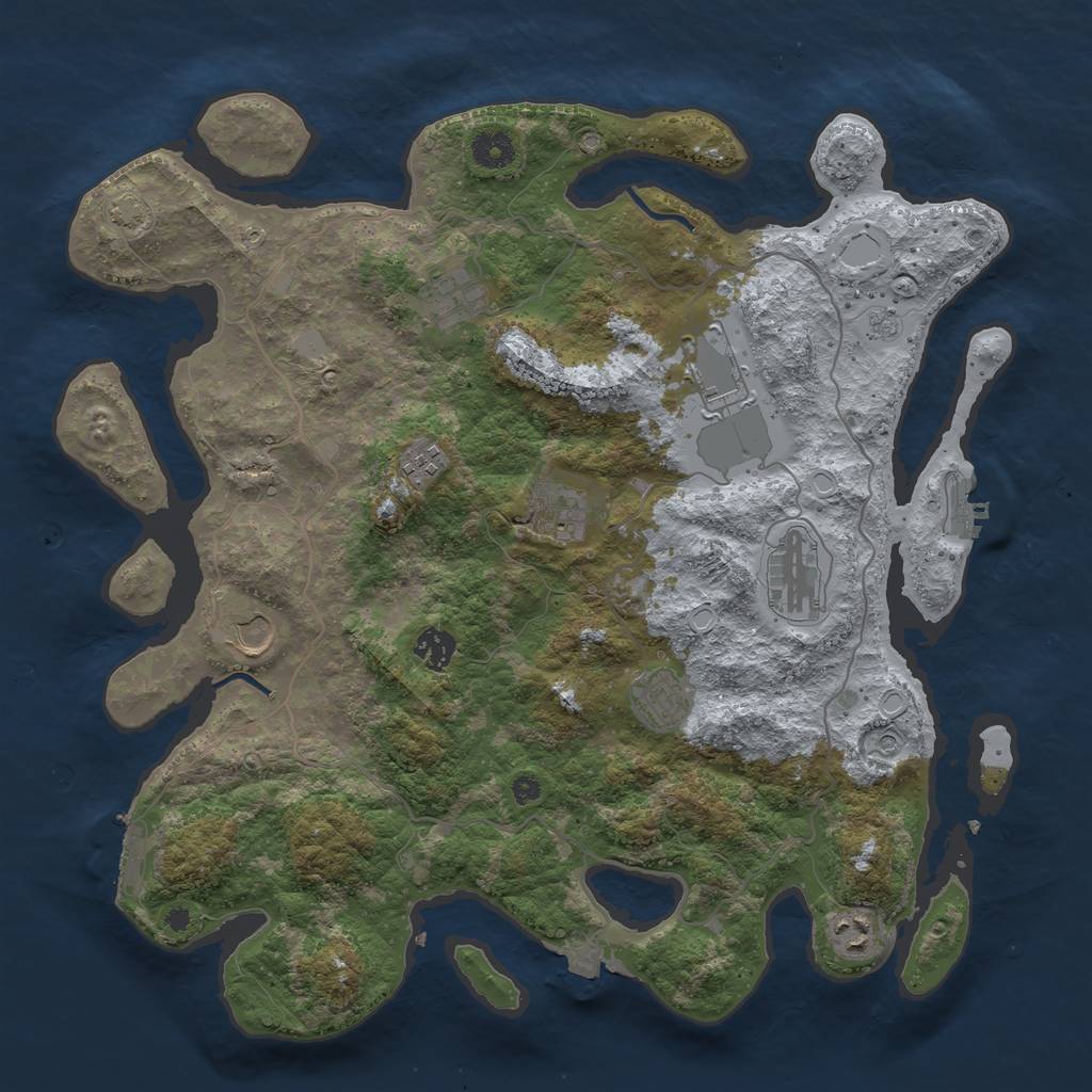 Rust Map: Procedural Map, Size: 4000, Seed: 677452799, 17 Monuments