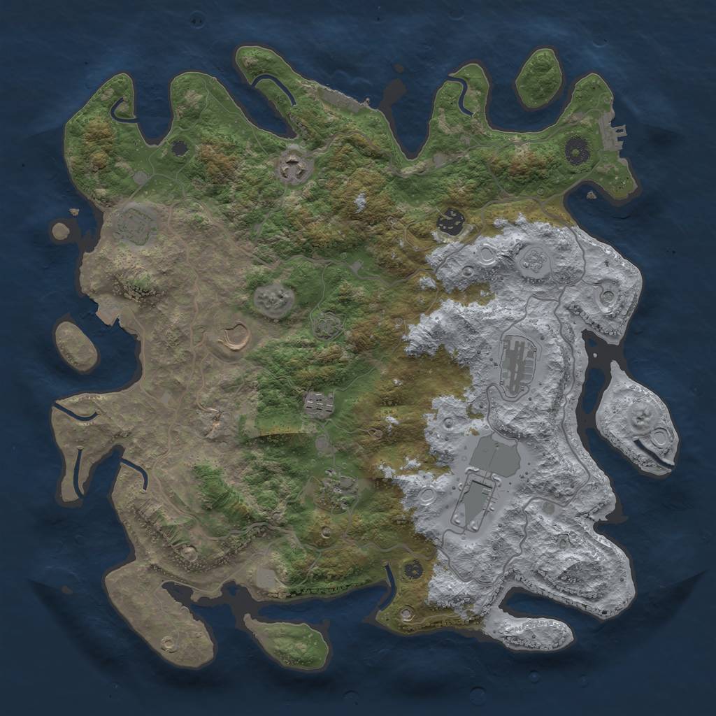Rust Map: Procedural Map, Size: 4000, Seed: 852422435, 16 Monuments