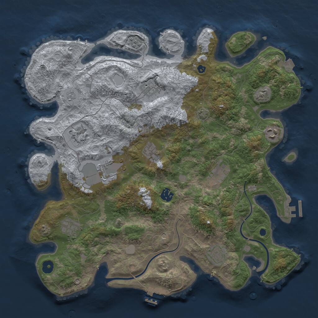 Rust Map: Procedural Map, Size: 3850, Seed: 8881245, 16 Monuments