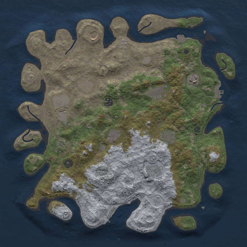 Rust Map: Procedural Map, Size: 4000, Seed: 1851288688, 19 Monuments