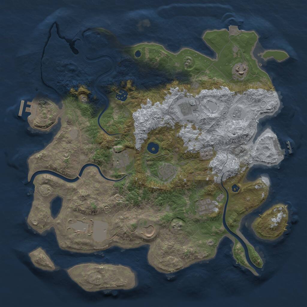 Rust Map: Procedural Map, Size: 3950, Seed: 654984651, 15 Monuments