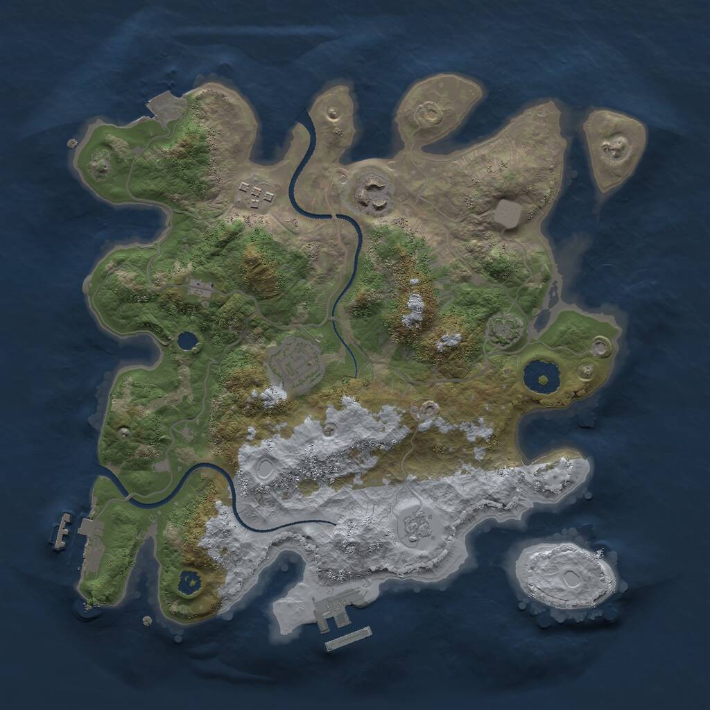 Rust Map: Procedural Map, Size: 3000, Seed: 517617, 8 Monuments