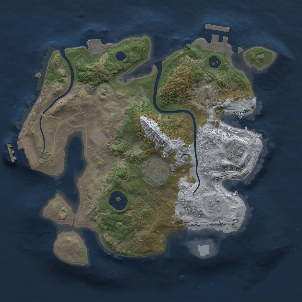 Rust Map: Procedural Map, Size: 2500, Seed: 136666478, 6 Monuments
