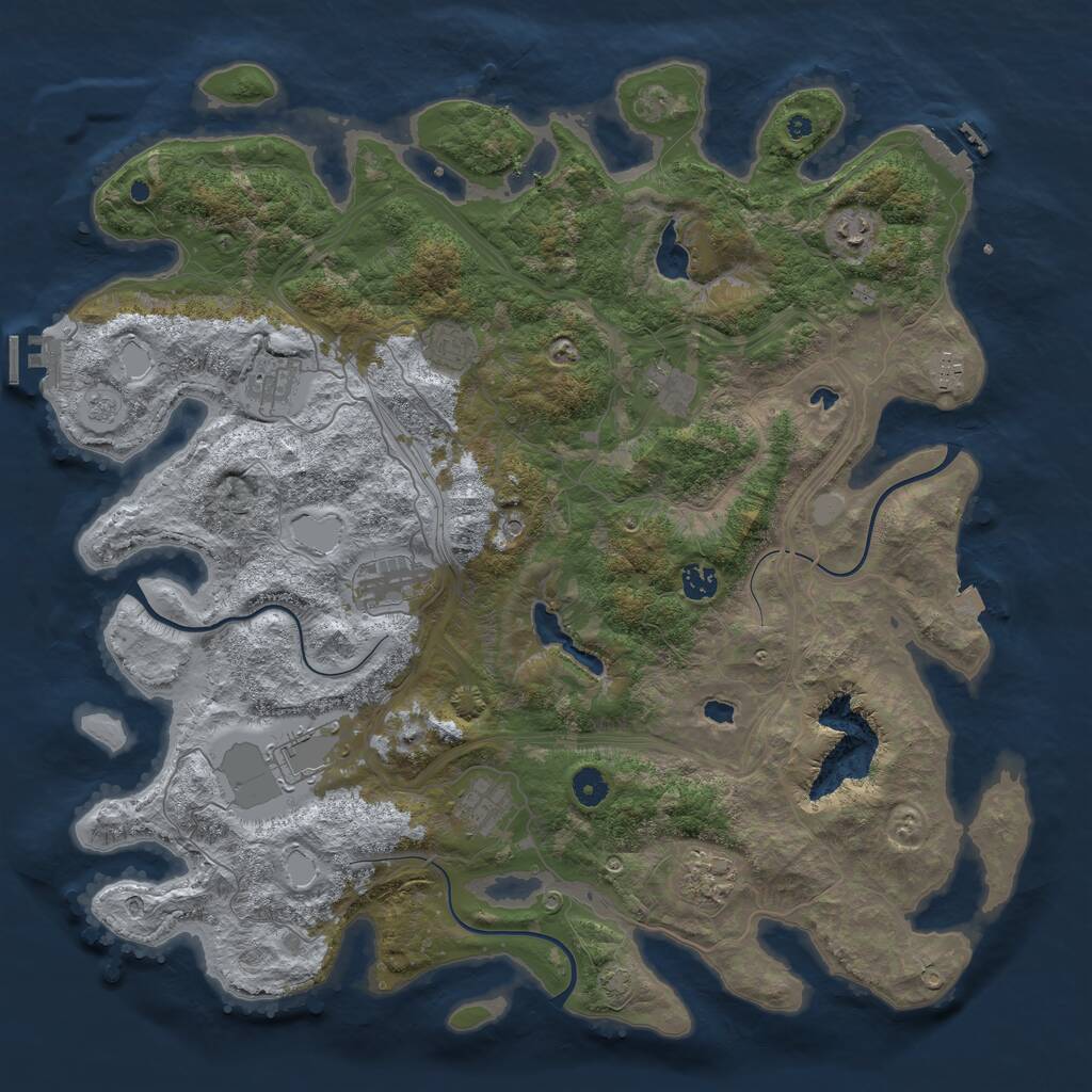 Rust Map: Procedural Map, Size: 4500, Seed: 500912289, 16 Monuments
