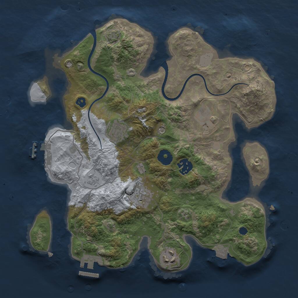 Rust Map: Procedural Map, Size: 3000, Seed: 798384877, 11 Monuments