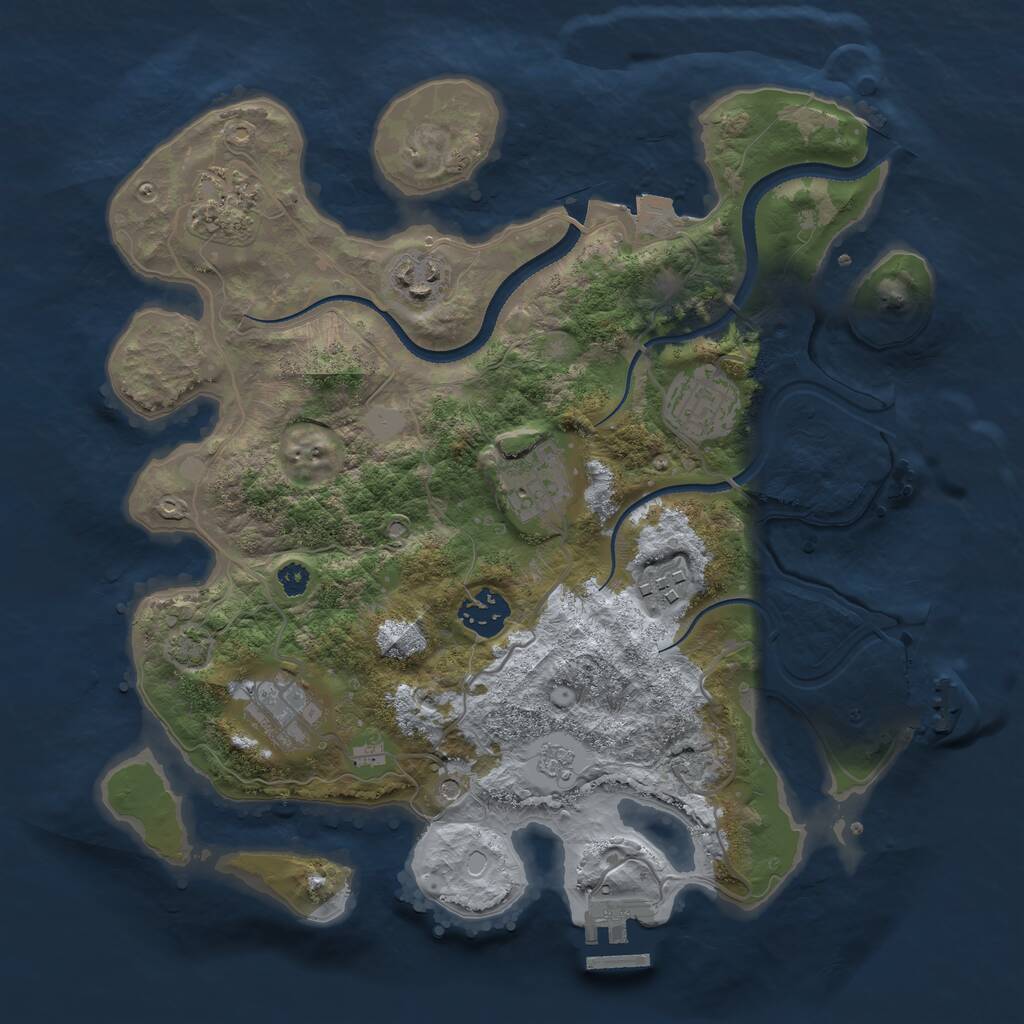 Rust Map: Procedural Map, Size: 3250, Seed: 1554131010, 13 Monuments