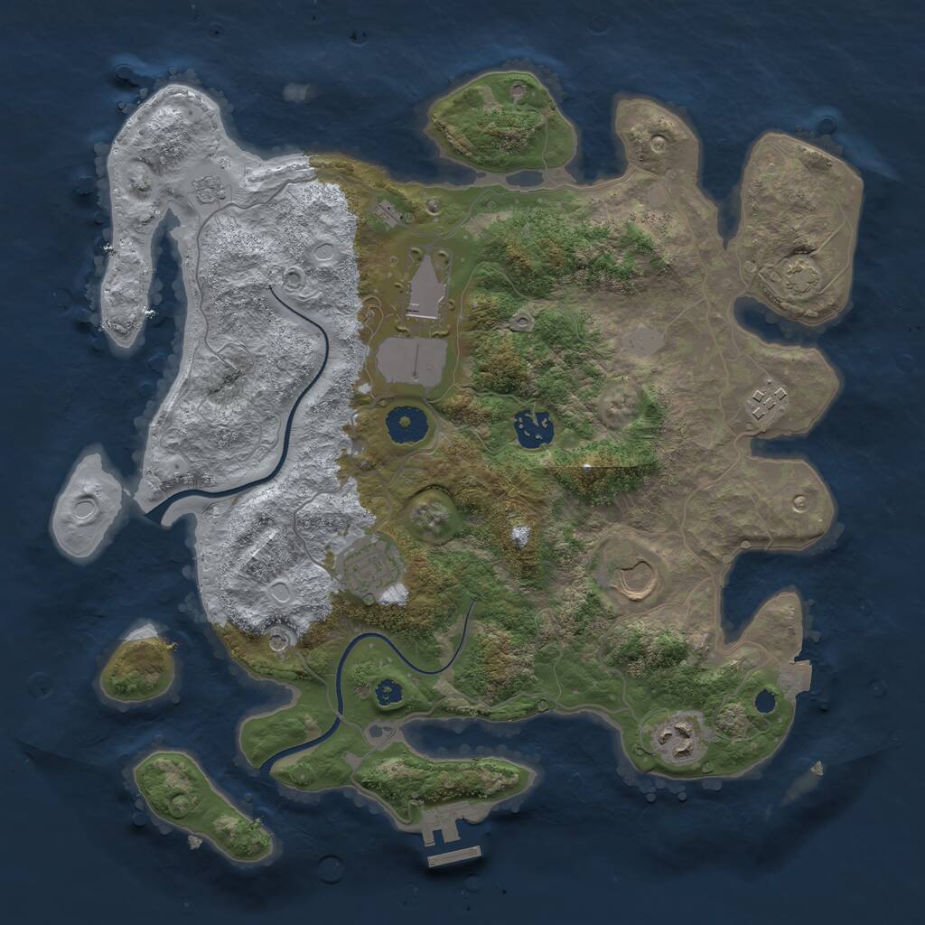 Rust Map: Procedural Map, Size: 3500, Seed: 166982590, 11 Monuments