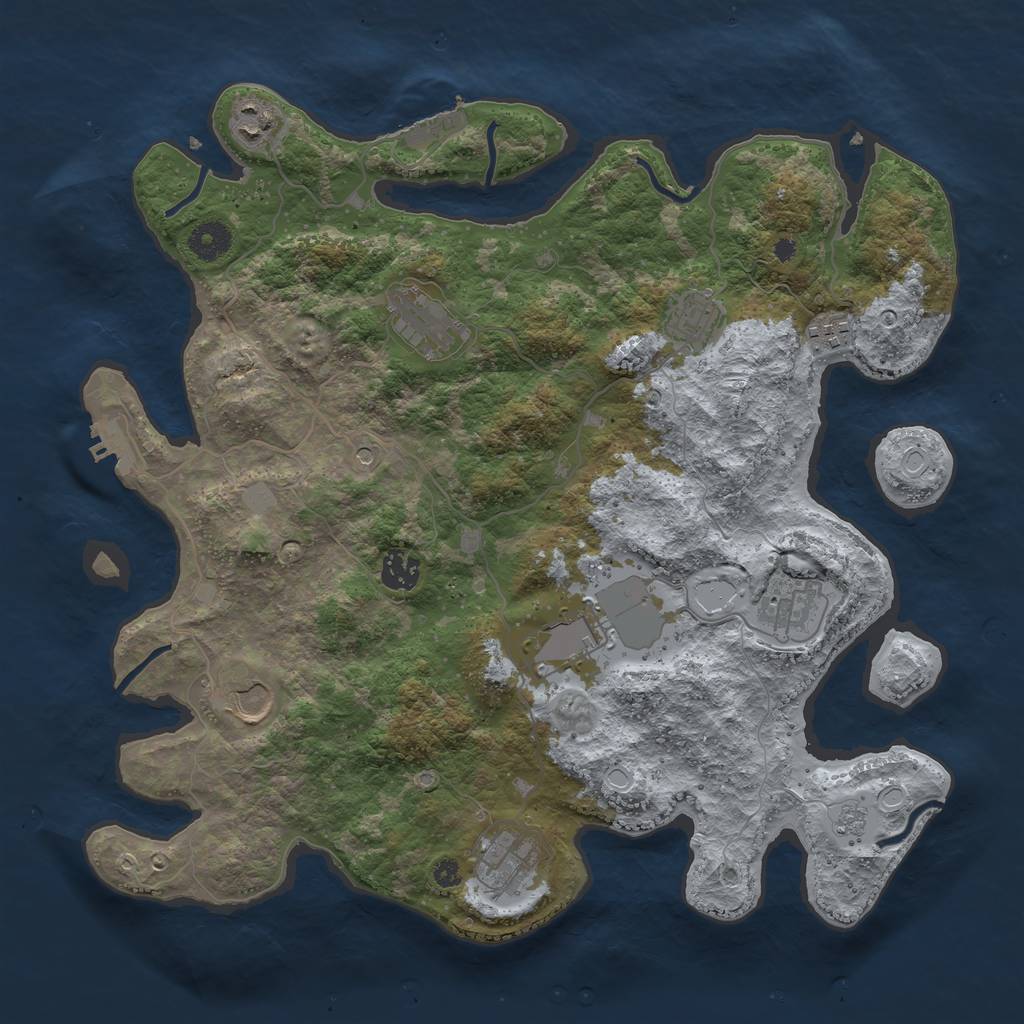 Rust Map: Procedural Map, Size: 3800, Seed: 176740443, 16 Monuments