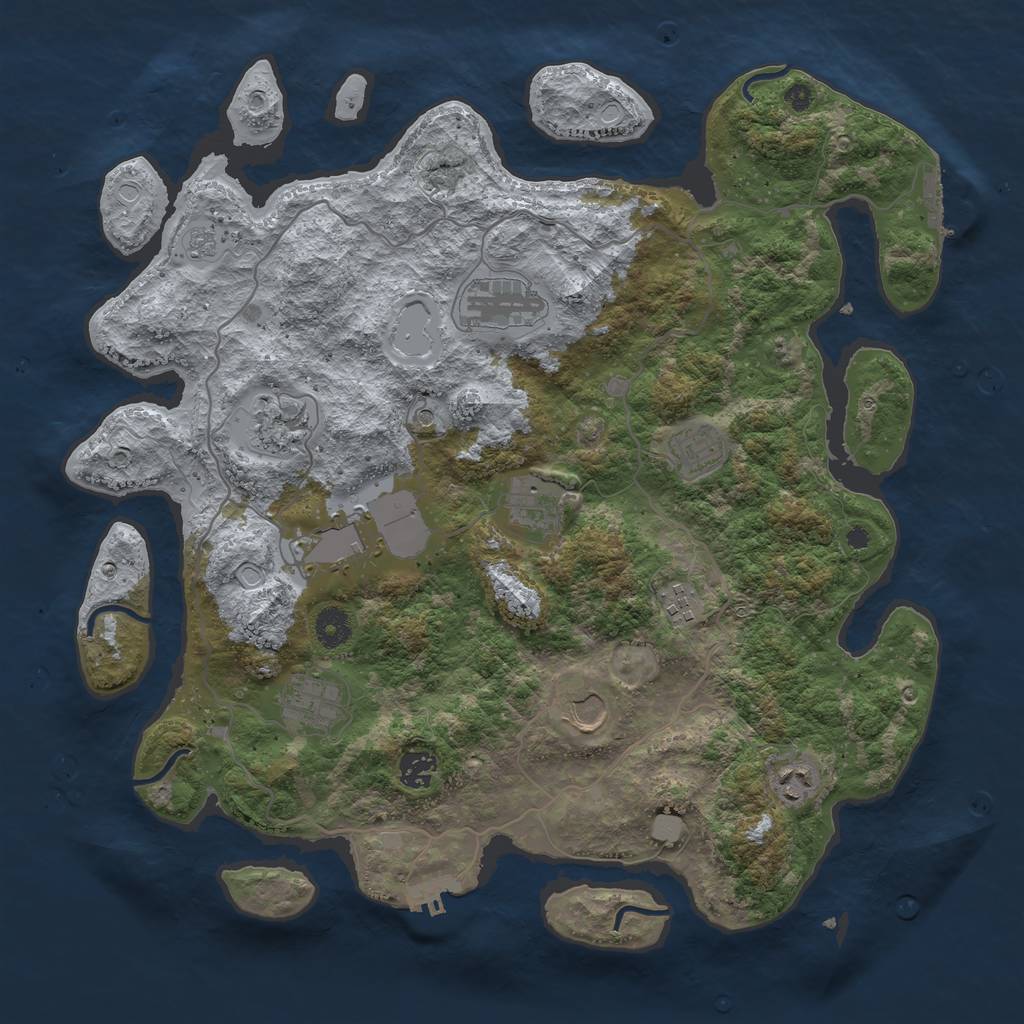 Rust Map: Procedural Map, Size: 4000, Seed: 74454, 17 Monuments