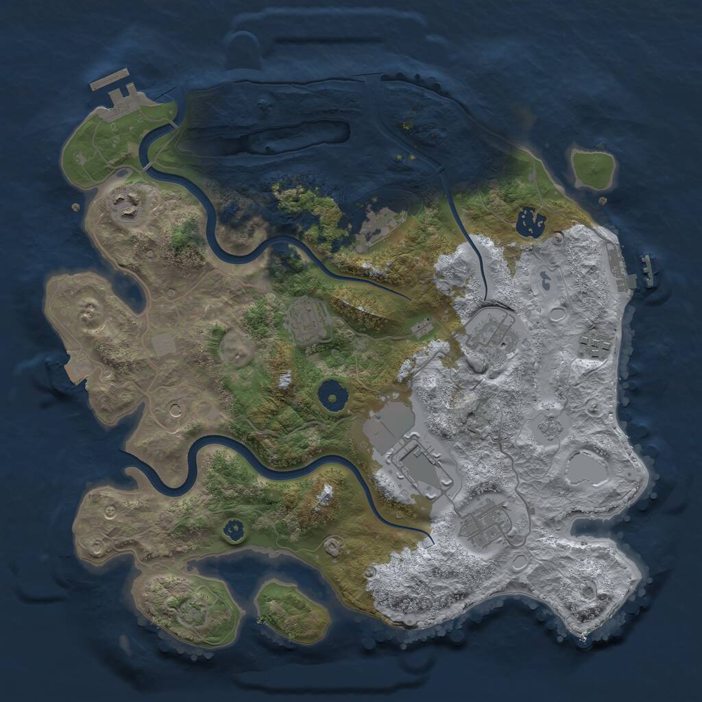Rust Map: Procedural Map, Size: 3500, Seed: 999027907, 14 Monuments