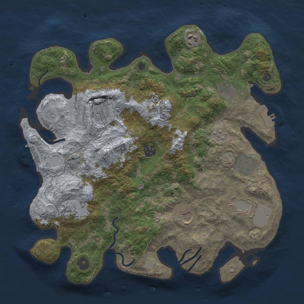 Rust Map: Procedural Map, Size: 3700, Seed: 239438028, 16 Monuments