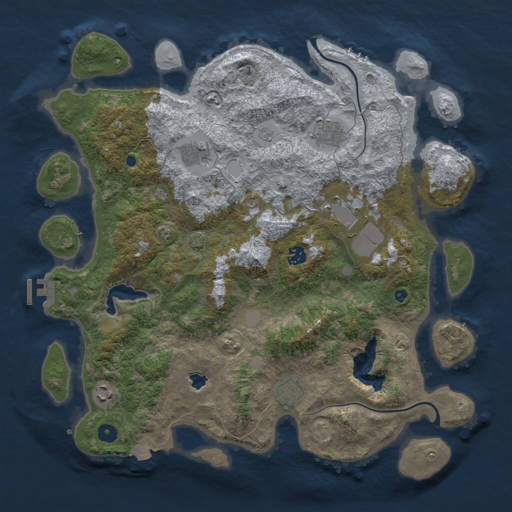 Rust Map: Procedural Map, Size: 4000, Seed: 1403615644, 11 Monuments