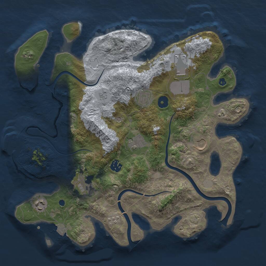 Rust Map: Procedural Map, Size: 3500, Seed: 1850182402, 13 Monuments