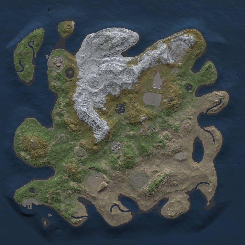 Rust Map: Procedural Map, Size: 3500, Seed: 1850182402, 15 Monuments