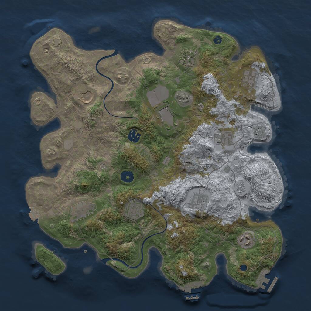 Rust Map: Procedural Map, Size: 3700, Seed: 136592283, 17 Monuments