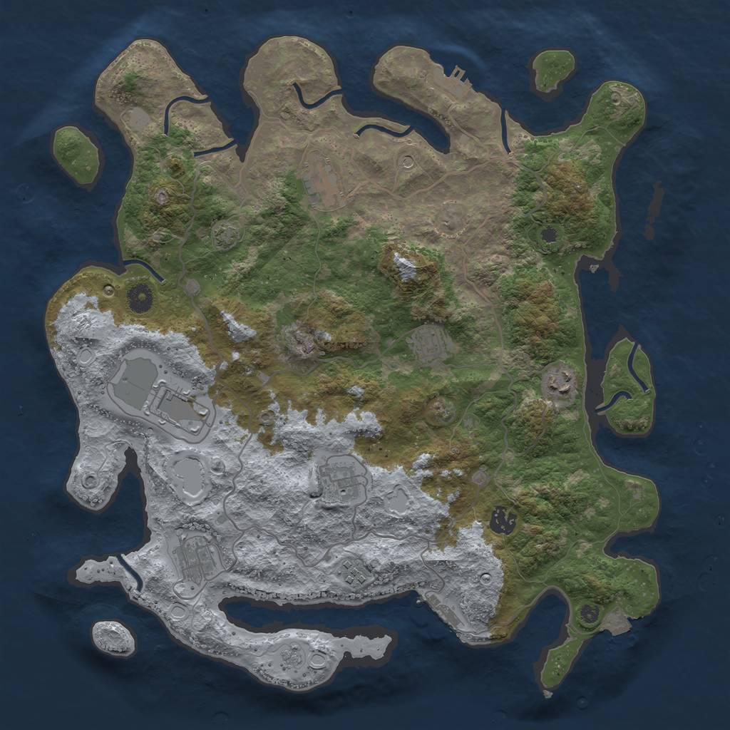 Rust Map: Procedural Map, Size: 4000, Seed: 2334, 16 Monuments