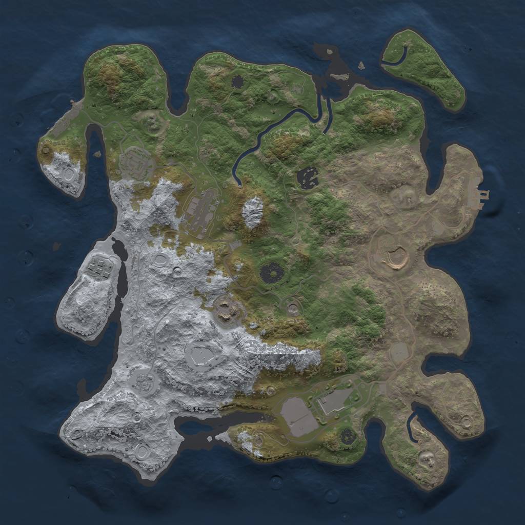 Rust Map: Procedural Map, Size: 3500, Seed: 1888835268, 14 Monuments