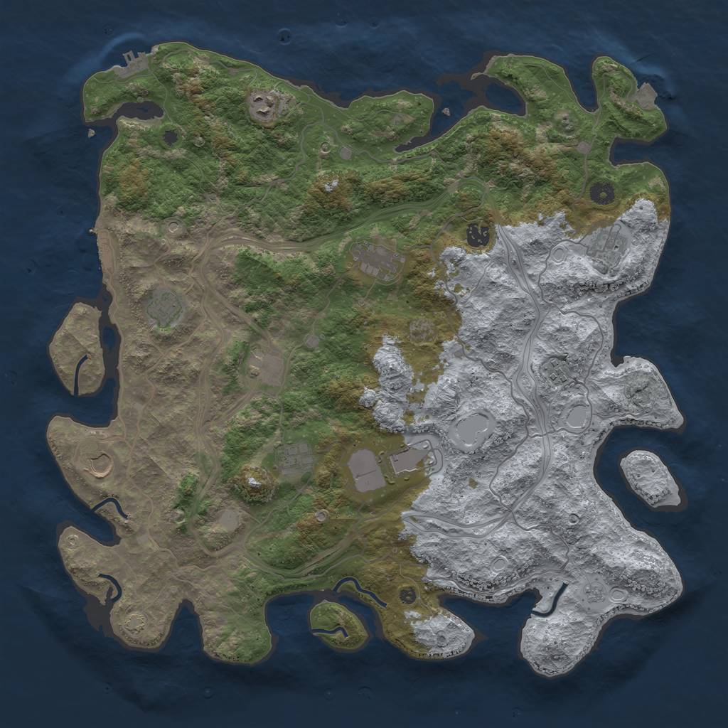 Rust Map: Procedural Map, Size: 4500, Seed: 675966223, 18 Monuments