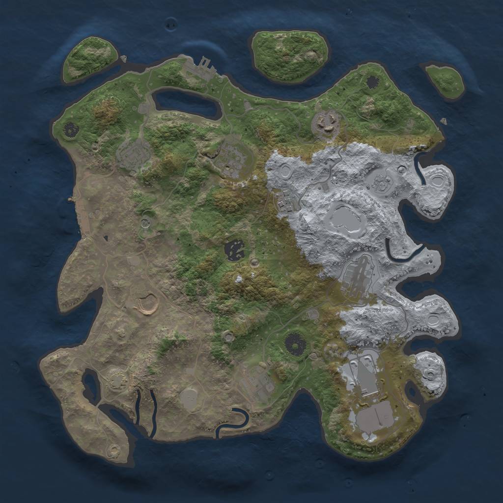 Rust Map: Procedural Map, Size: 3500, Seed: 822791683, 17 Monuments