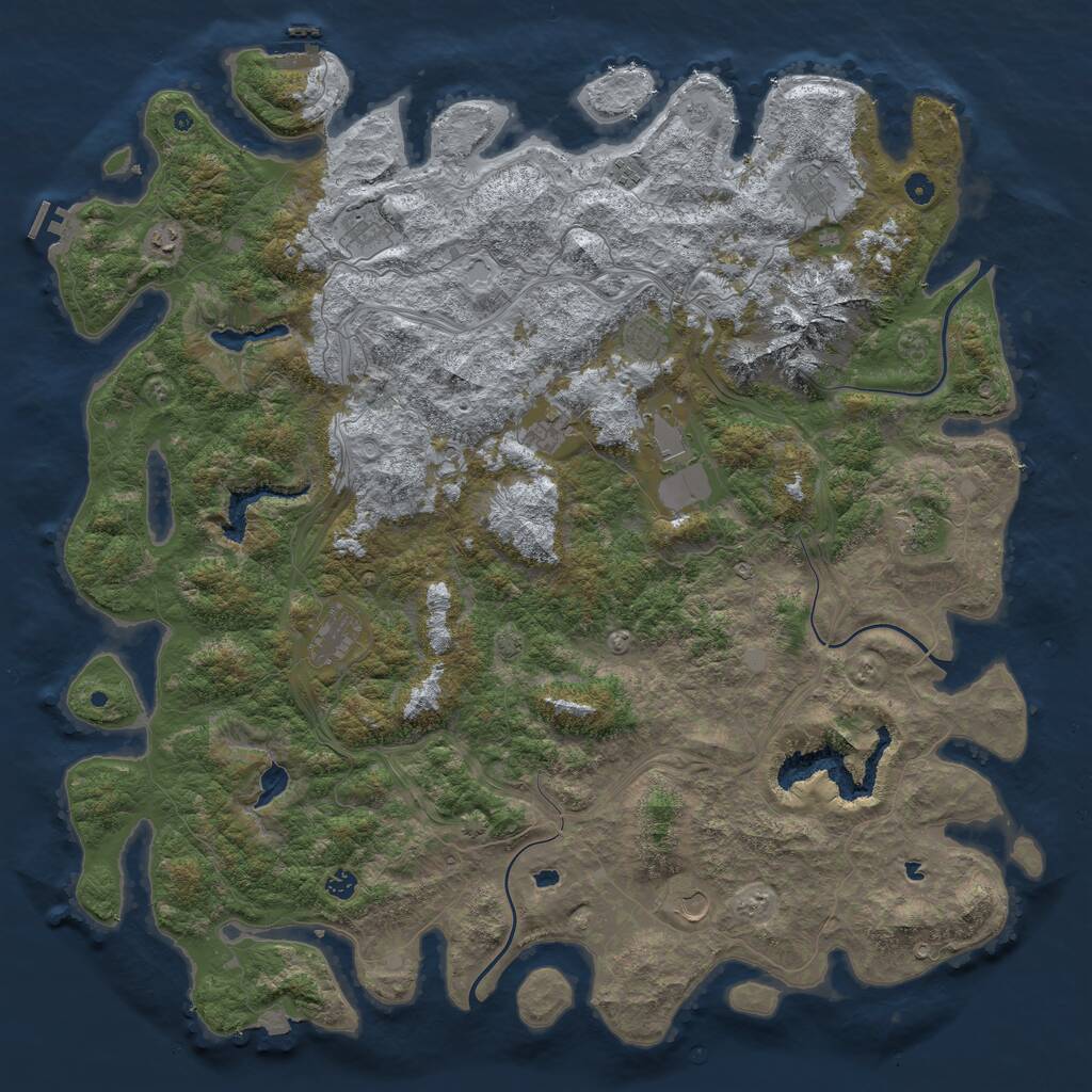 Rust Map: Procedural Map, Size: 5500, Seed: 1037836408, 17 Monuments