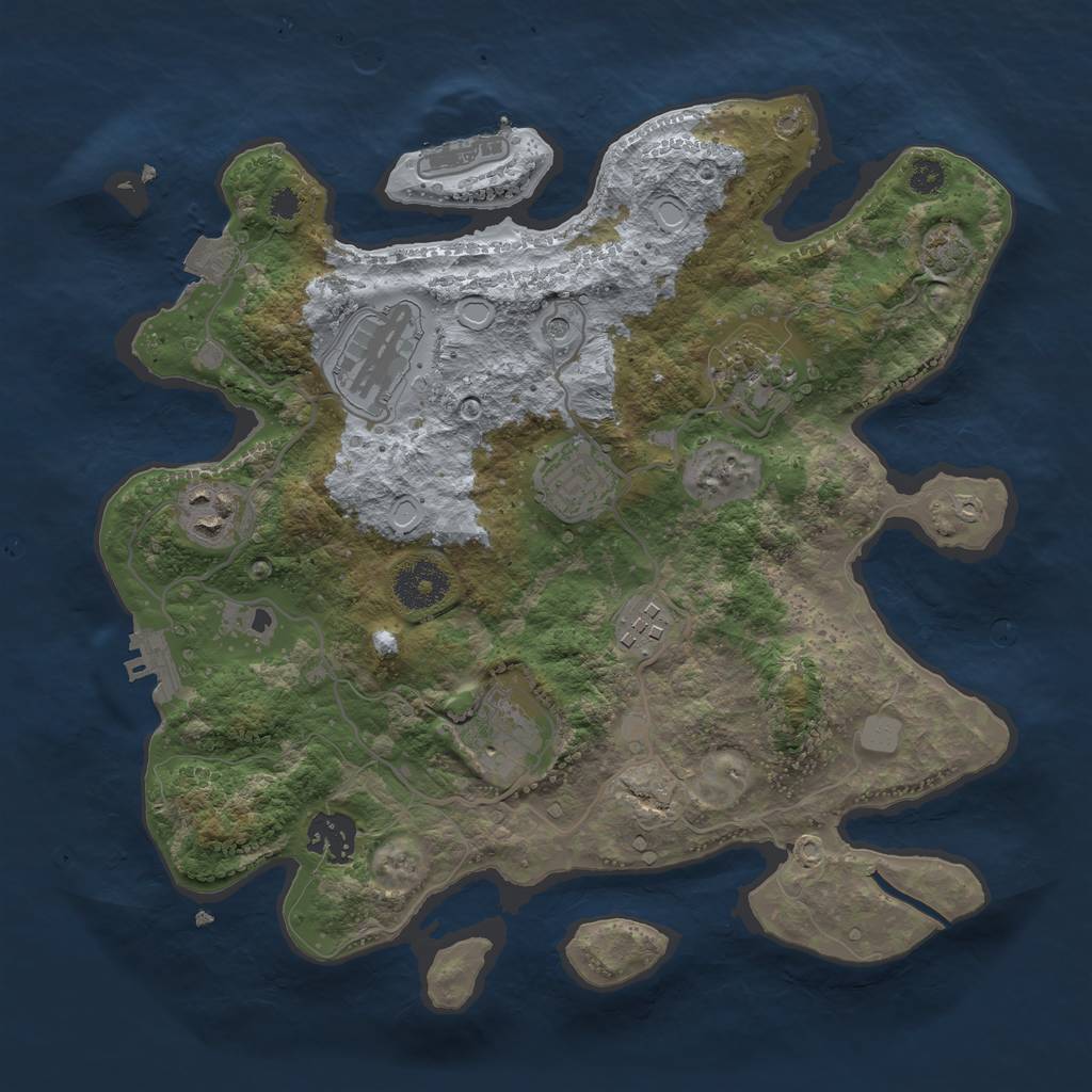 Rust Map: Procedural Map, Size: 3200, Seed: 84523, 14 Monuments