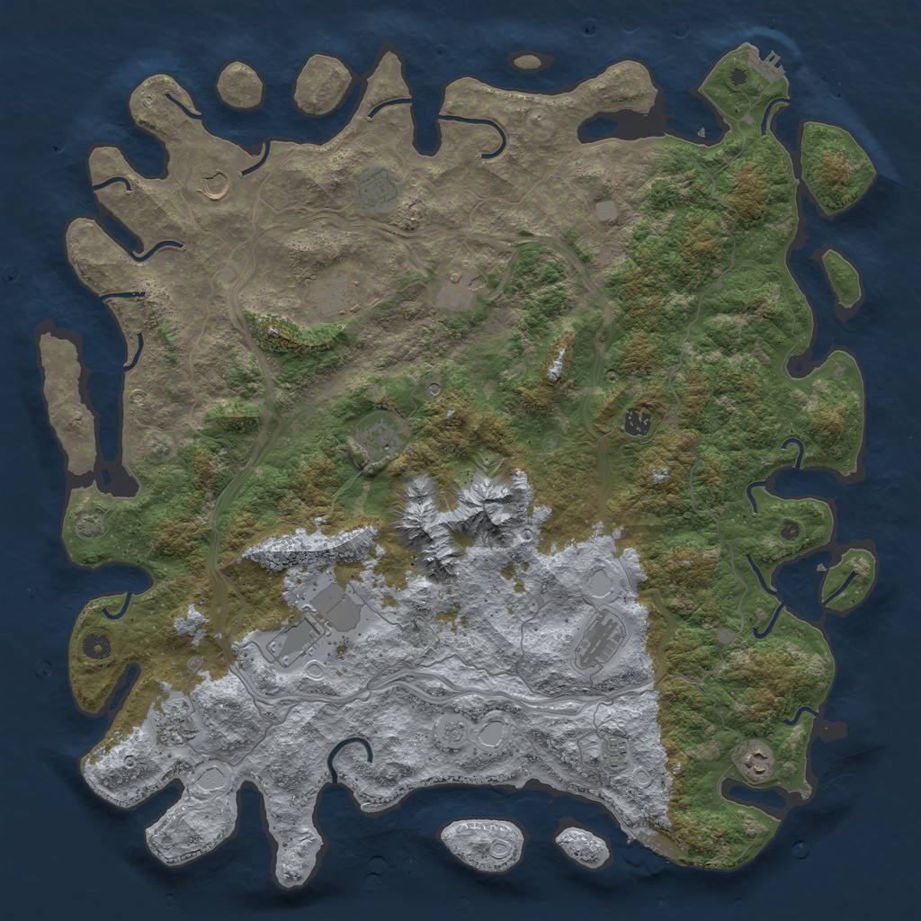 Rust Map: Procedural Map, Size: 5000, Seed: 2000000, 19 Monuments