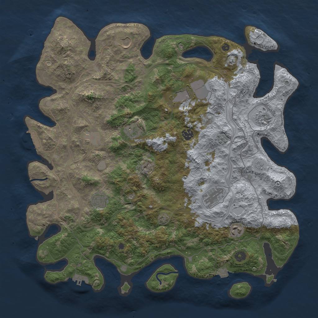 Rust Map: Procedural Map, Size: 4300, Seed: 874, 18 Monuments