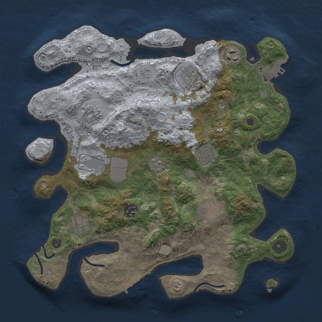 Rust Map: Procedural Map, Size: 3500, Seed: 400000, 16 Monuments