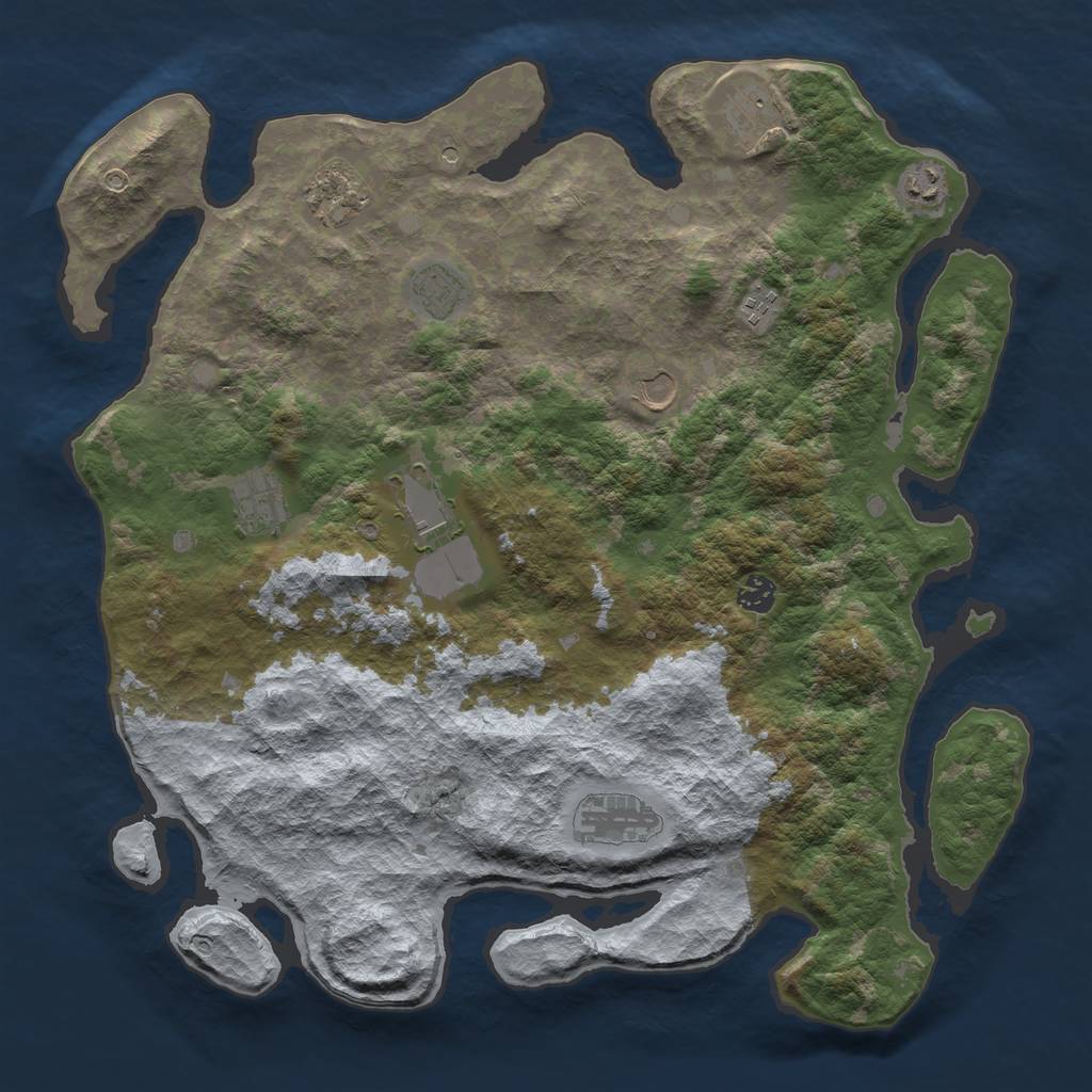 Rust Map: Barren, Size: 4250, Seed: 902452187, 13 Monuments