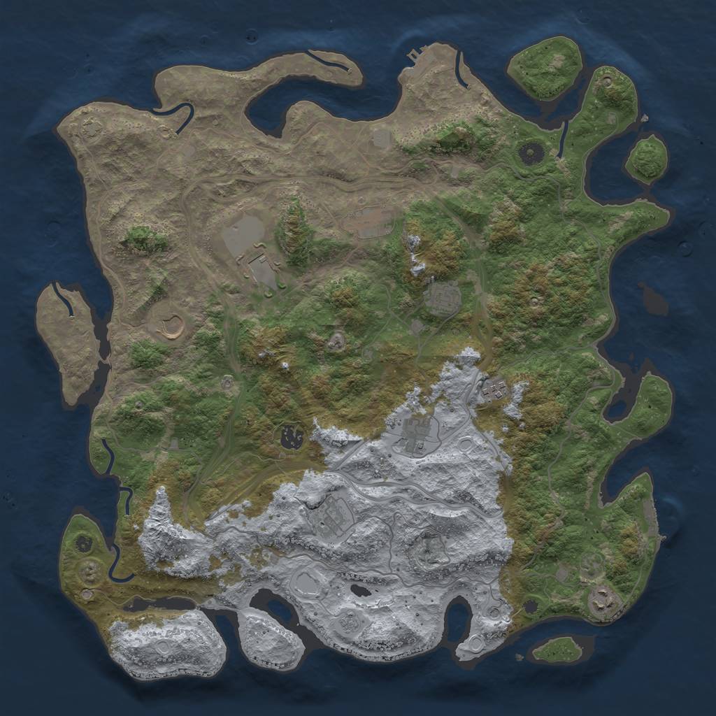 Rust Map: Procedural Map, Size: 4500, Seed: 146574, 17 Monuments